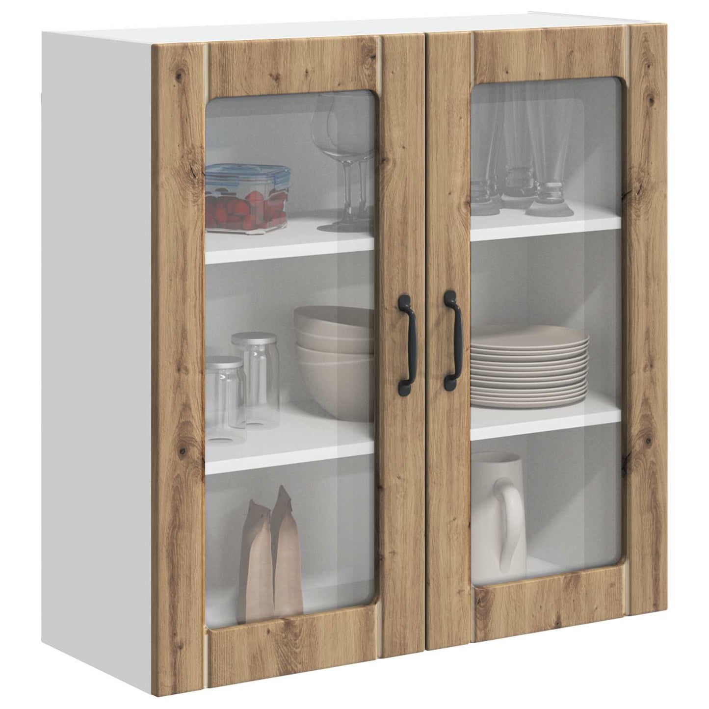 vidaXL Wall Glass Cabinet LUCCA Artisan Oak 80 x 31 x 80 cm