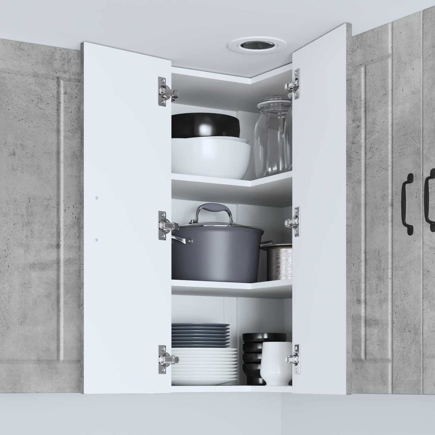 vidaXL Wall Corner Cabinet LUCCA Concrete Grey 57 x 57 x 80 cm