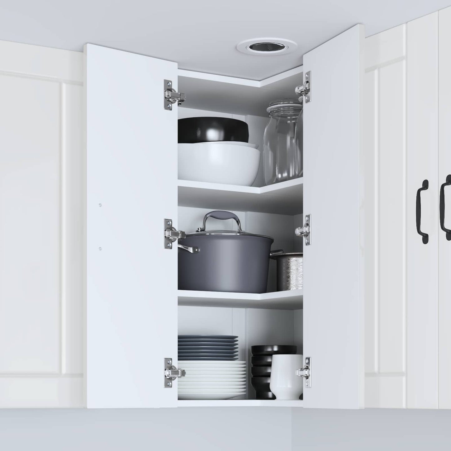 vidaXL Wall Corner Cabinet LUCCA High Gloss White 57 x 57 x 80 cm