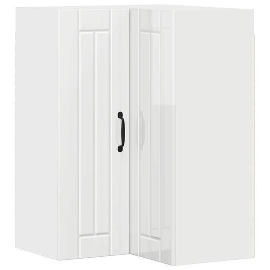 vidaXL Wall Corner Cabinet LUCCA High Gloss White 57 x 57 x 80 cm