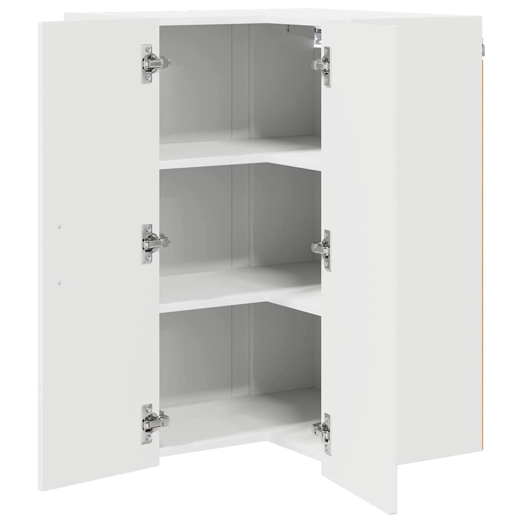 vidaXL Wall Corner Cabinet LUCCA High Gloss White 57 x 57 x 80 cm