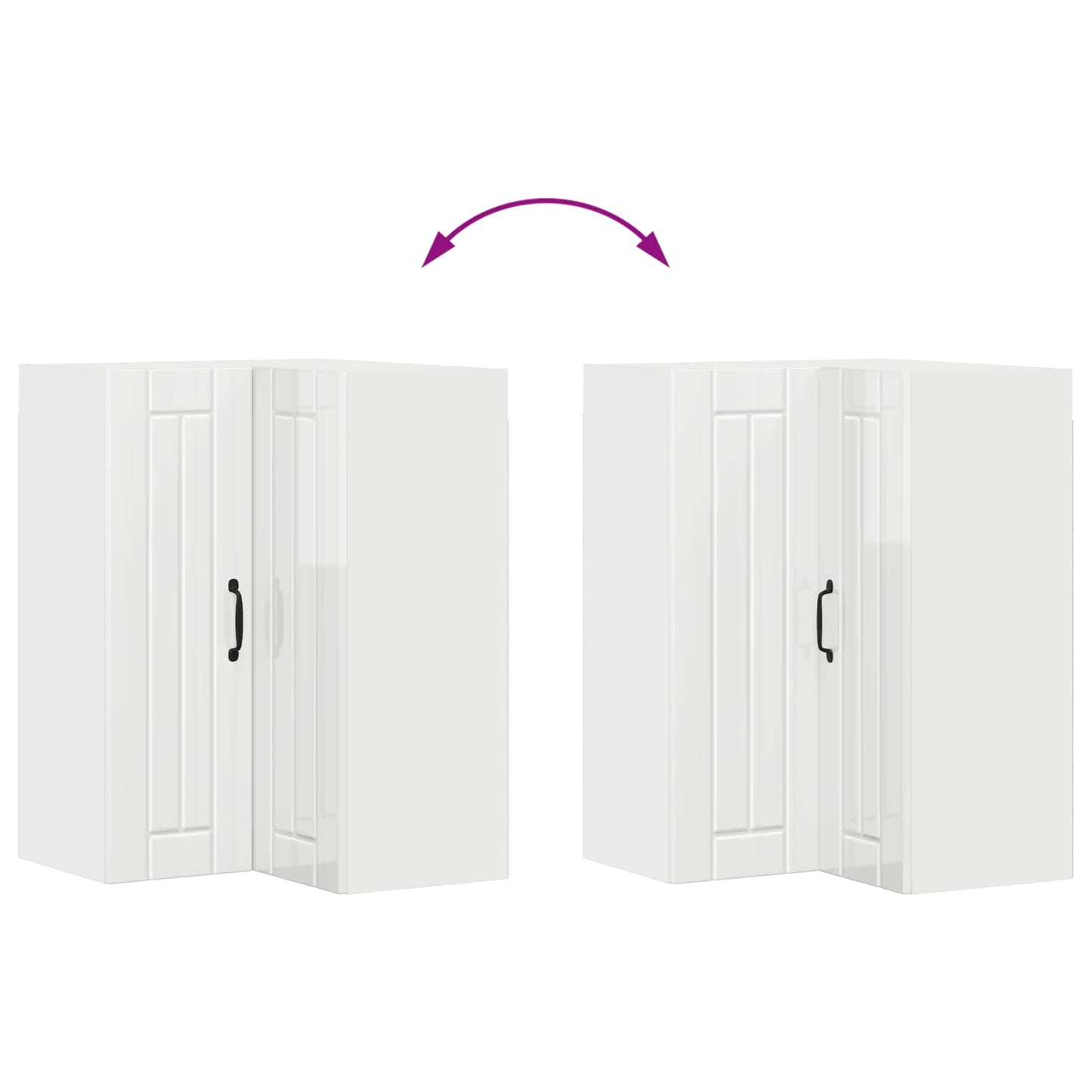 vidaXL Wall Corner Cabinet LUCCA High Gloss White 57 x 57 x 80 cm