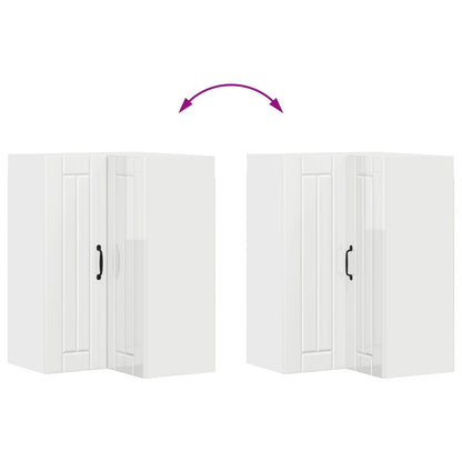 vidaXL Wall Corner Cabinet LUCCA High Gloss White 57 x 57 x 80 cm
