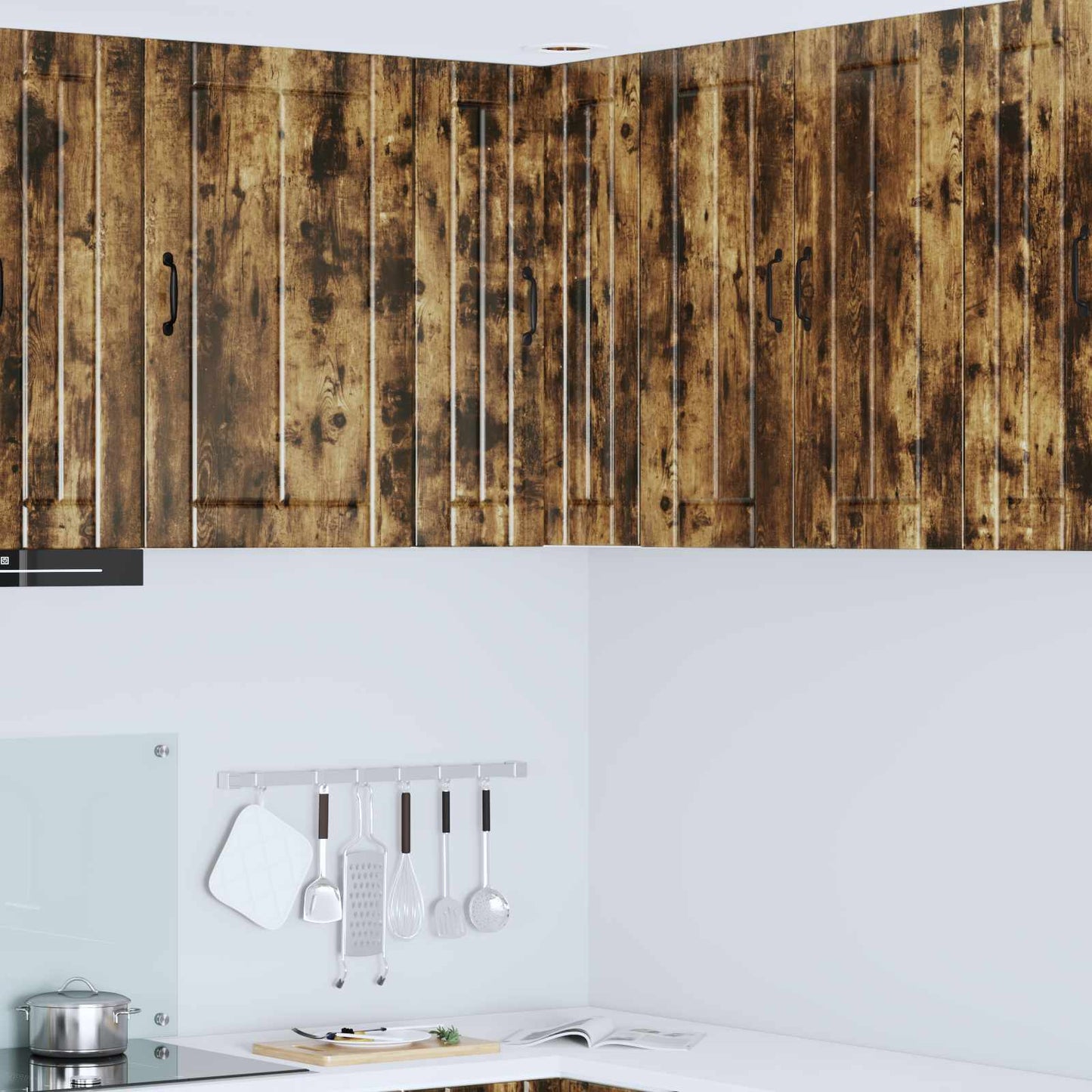 vidaXL Wall Corner Cabinet LUCCA Smoked Oak 57 x 57 x 80 cm