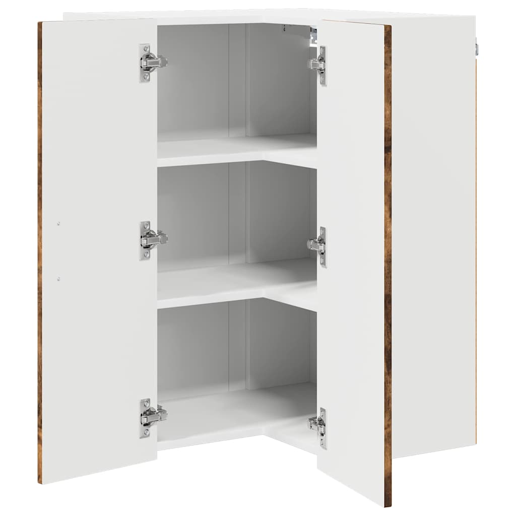 vidaXL Wall Corner Cabinet LUCCA Smoked Oak 57 x 57 x 80 cm