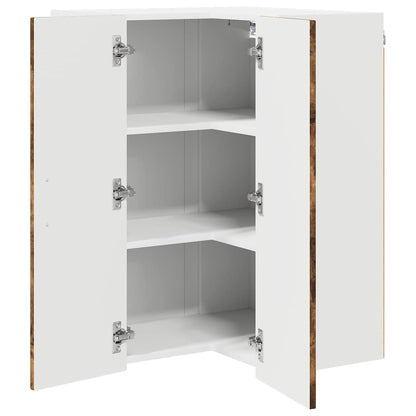 vidaXL Wall Corner Cabinet LUCCA Smoked Oak 57 x 57 x 80 cm