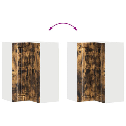 vidaXL Wall Corner Cabinet LUCCA Smoked Oak 57 x 57 x 80 cm