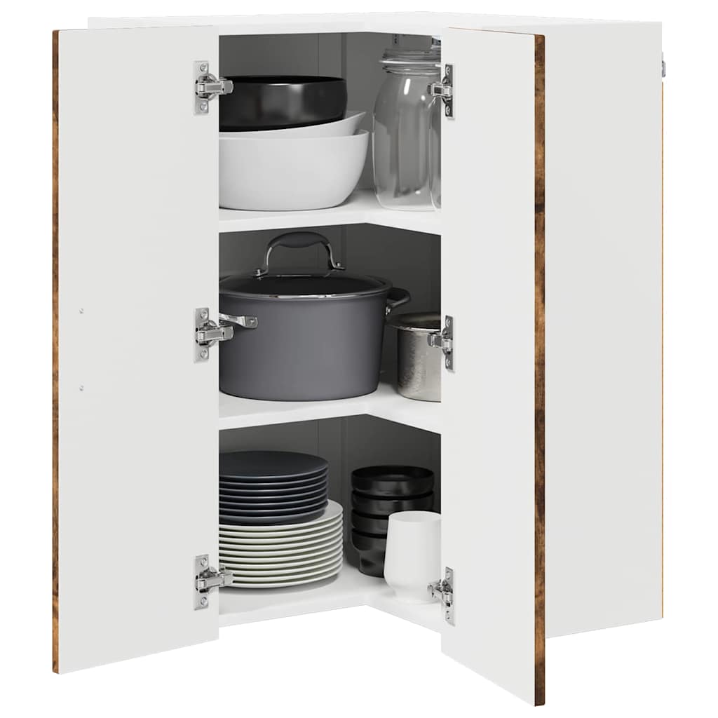 vidaXL Wall Corner Cabinet LUCCA Smoked Oak 57 x 57 x 80 cm
