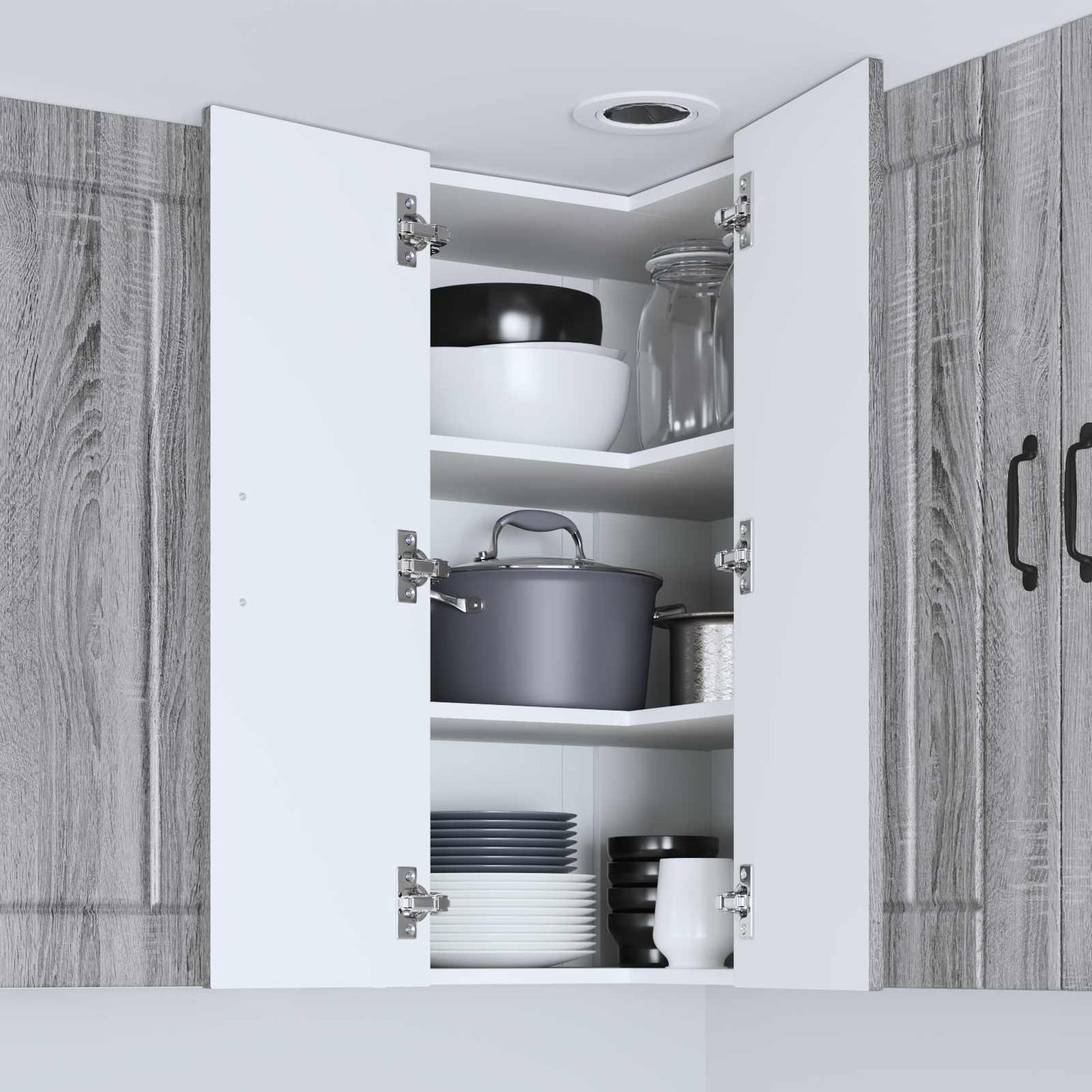 vidaXL Wall Corner Cabinet LUCCA Grey Sonoma 57 x 57 x 80 cm