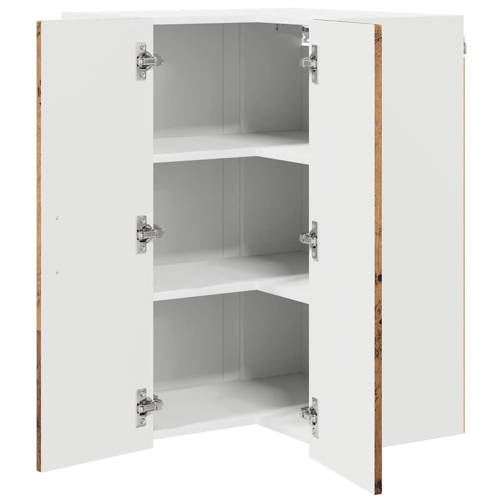vidaXL Wall Corner Cabinet LUCCA Old Wood 57 x 57 x 80 cm