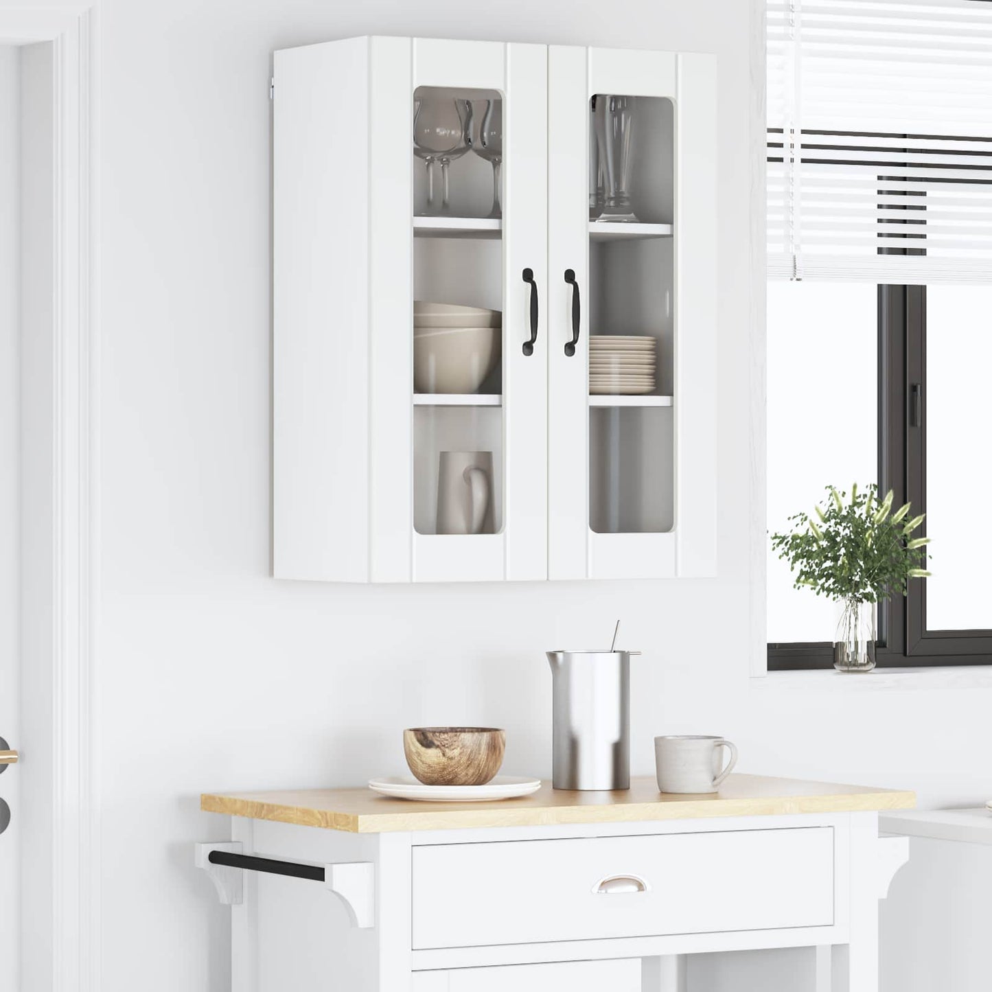 vidaXL Wall Glass Cabinet LUCCA White 60 x 31 x 80 cm Engineered Wood