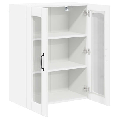 vidaXL Wall Glass Cabinet LUCCA White 60 x 31 x 80 cm Engineered Wood