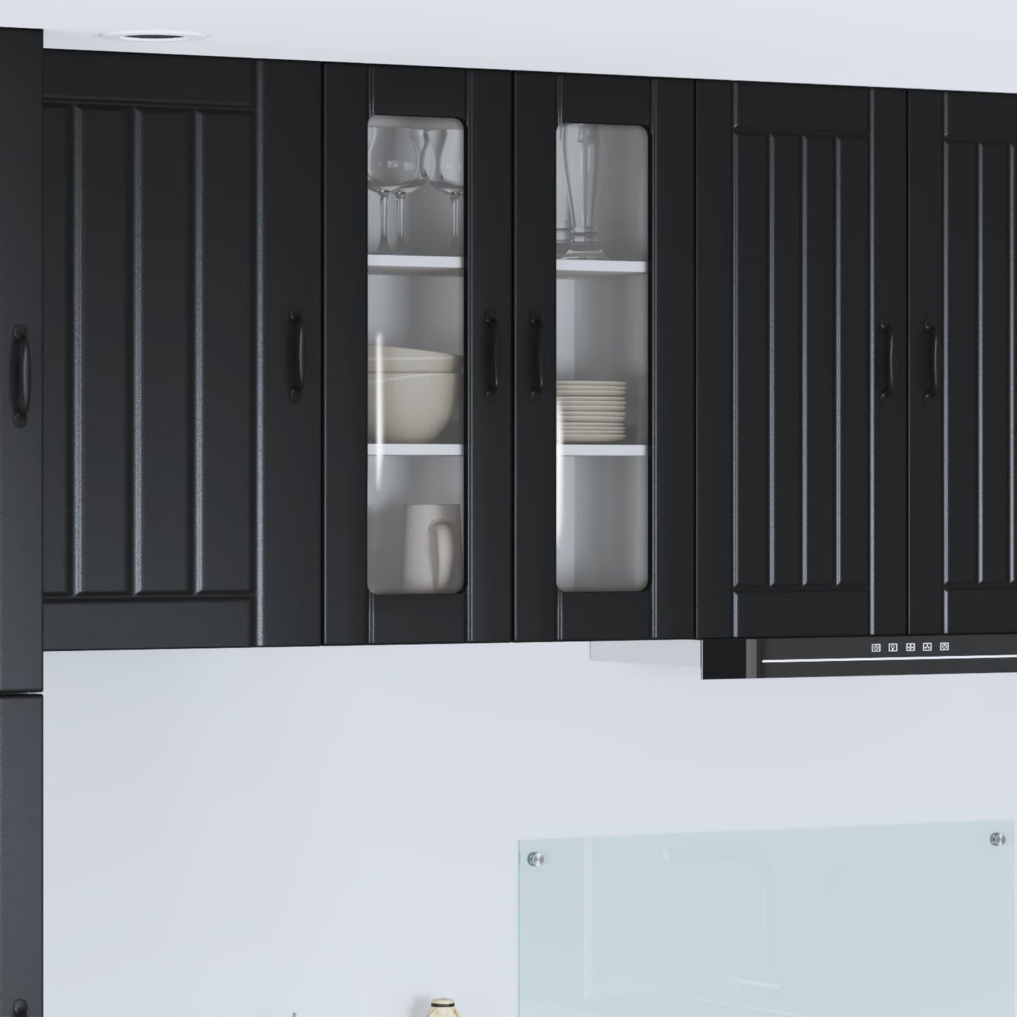 vidaXL Wall Glass Cabinet LUCCA Black 60 x 31 x 80 cm Engineered Wood