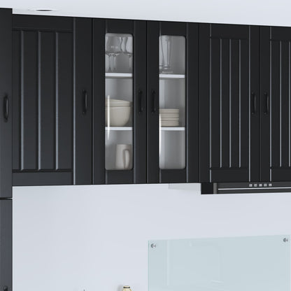 vidaXL Wall Glass Cabinet LUCCA Black 60 x 31 x 80 cm Engineered Wood