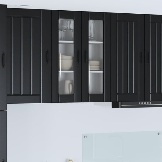 vidaXL Wall Glass Cabinet LUCCA Black 60 x 31 x 80 cm Engineered Wood