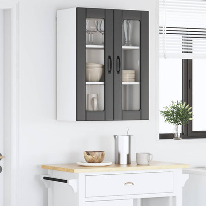 vidaXL Wall Glass Cabinet LUCCA Black 60 x 31 x 80 cm Engineered Wood