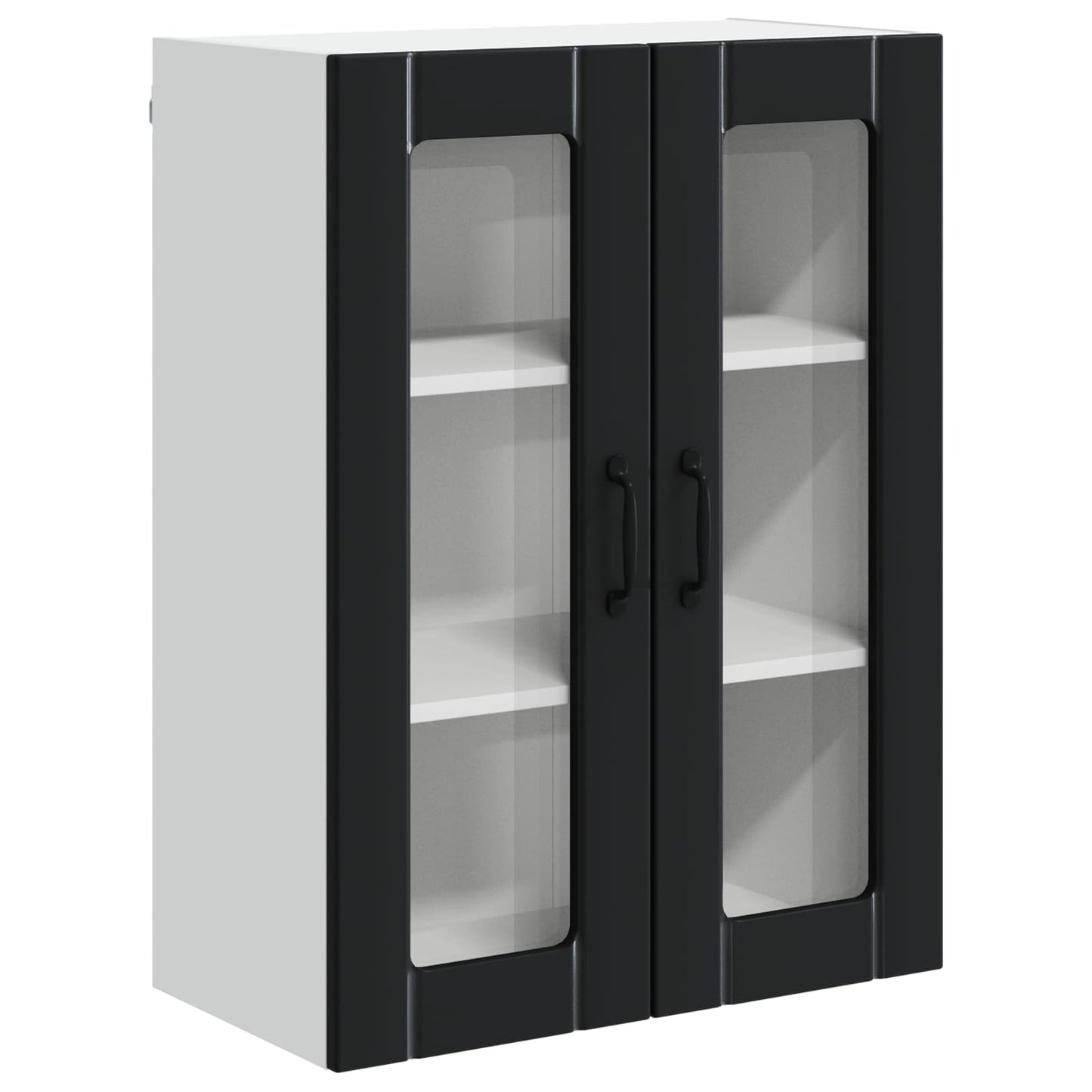 vidaXL Wall Glass Cabinet LUCCA Black 60 x 31 x 80 cm Engineered Wood