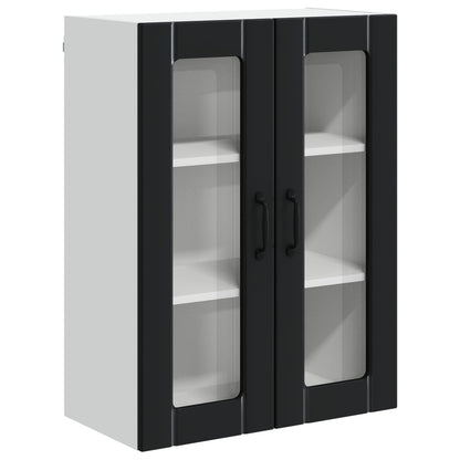 vidaXL Wall Glass Cabinet LUCCA Black 60 x 31 x 80 cm Engineered Wood