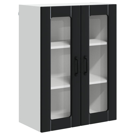 vidaXL Wall Glass Cabinet LUCCA Black 60 x 31 x 80 cm Engineered Wood