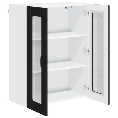 vidaXL Wall Glass Cabinet LUCCA Black 60 x 31 x 80 cm Engineered Wood