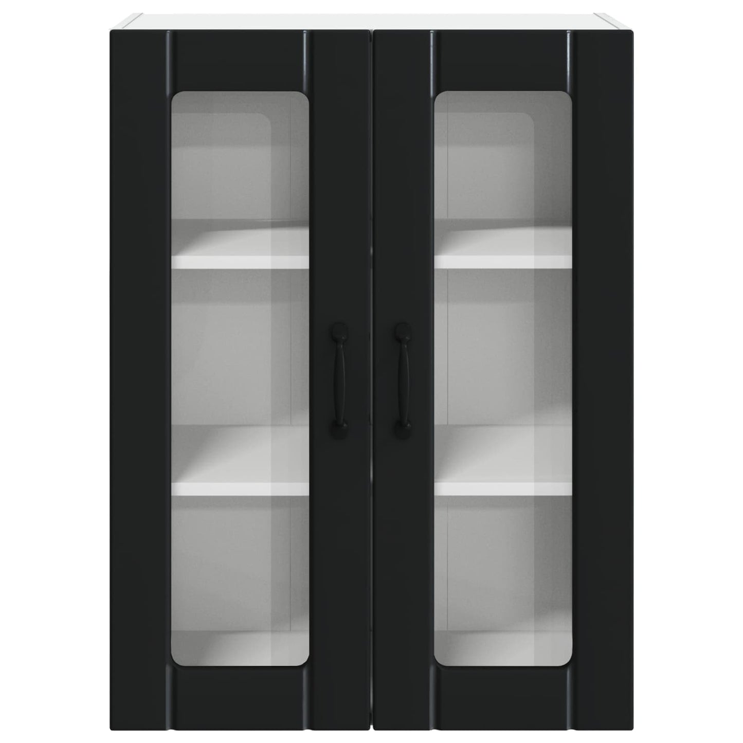 vidaXL Wall Glass Cabinet LUCCA Black 60 x 31 x 80 cm Engineered Wood