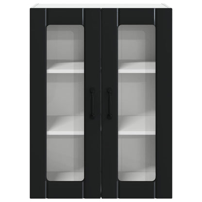 vidaXL Wall Glass Cabinet LUCCA Black 60 x 31 x 80 cm Engineered Wood