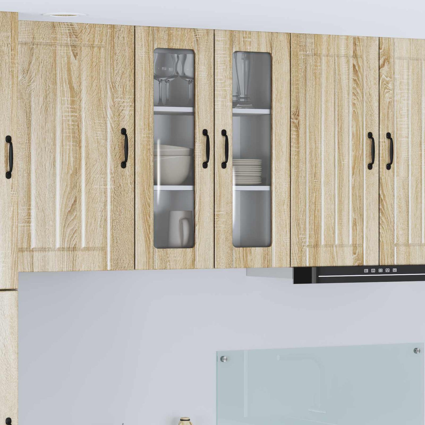 vidaXL Wall Glass Cabinet LUCCA Sonoma Oak 60 x 31 x 80 cm