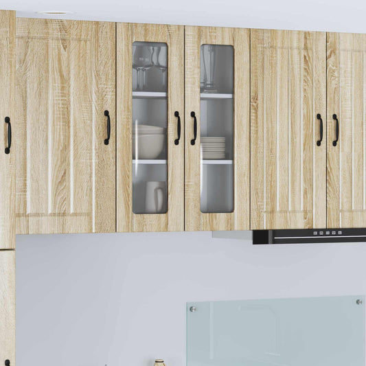 vidaXL Wall Glass Cabinet LUCCA Sonoma Oak 60 x 31 x 80 cm