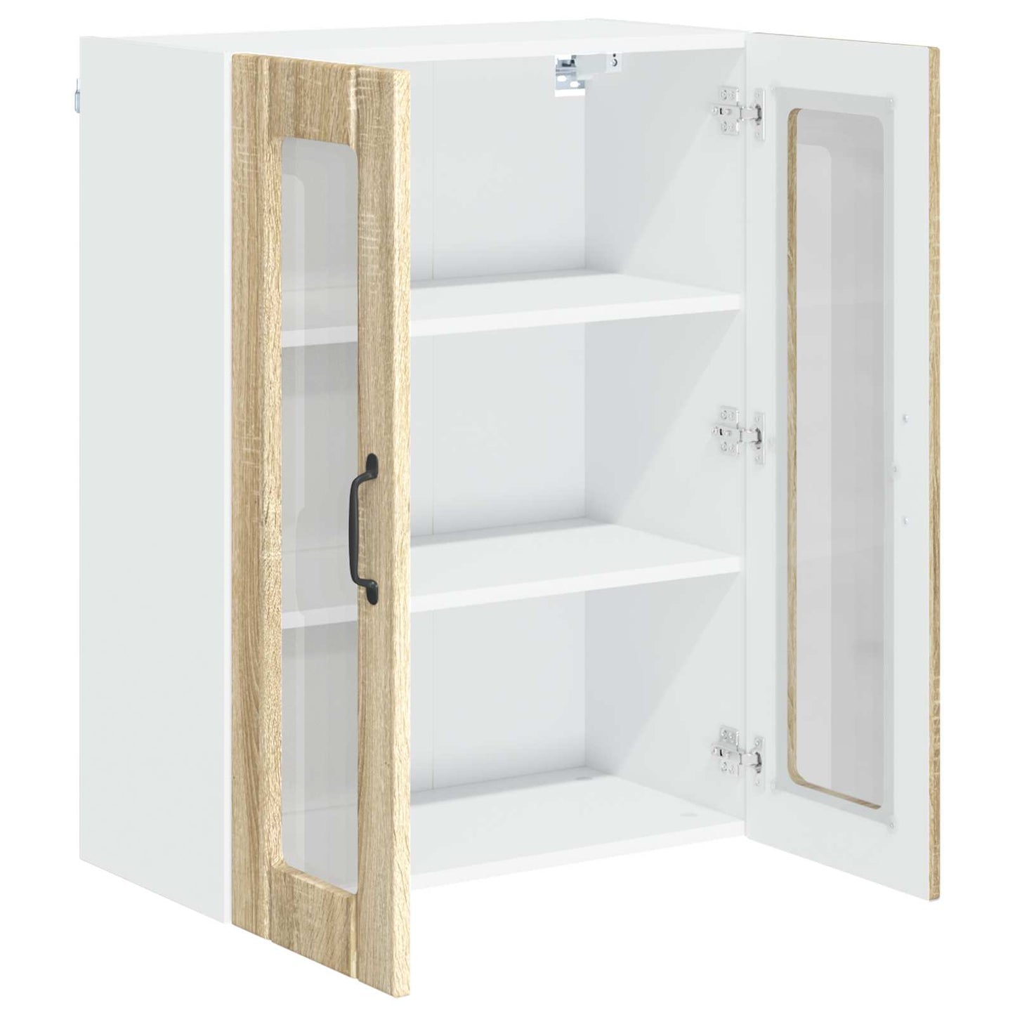 vidaXL Wall Glass Cabinet LUCCA Sonoma Oak 60 x 31 x 80 cm