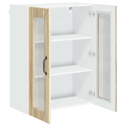 vidaXL Wall Glass Cabinet LUCCA Sonoma Oak 60 x 31 x 80 cm