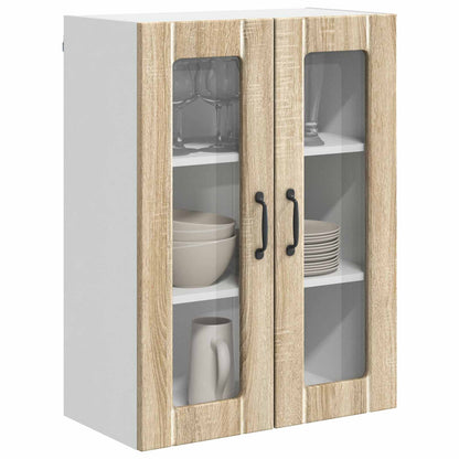 vidaXL Wall Glass Cabinet LUCCA Sonoma Oak 60 x 31 x 80 cm