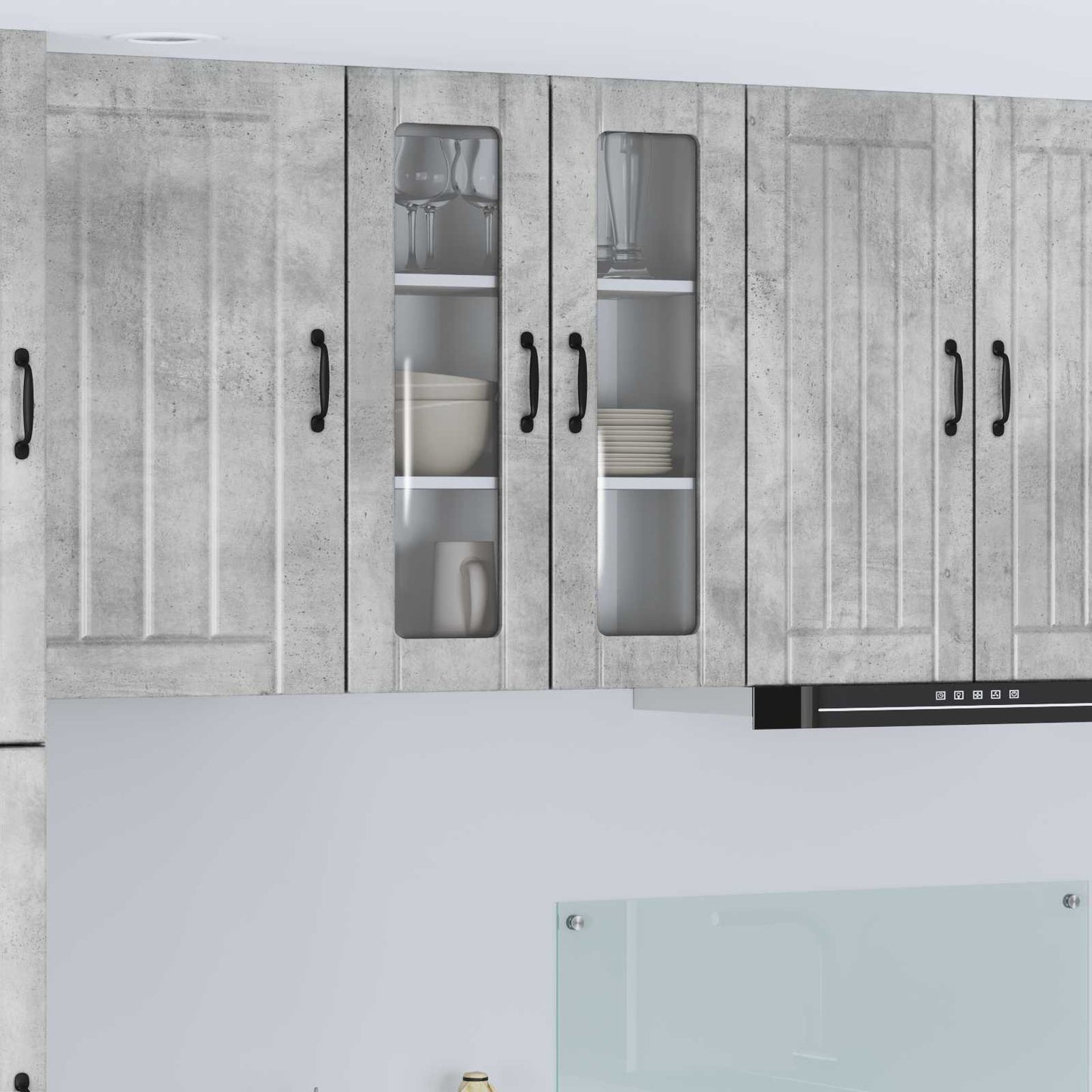 vidaXL Wall Glass Cabinet LUCCA Concrete Grey 60 x 31 x 80 cm