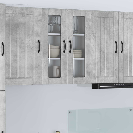 vidaXL Wall Glass Cabinet LUCCA Concrete Grey 60 x 31 x 80 cm