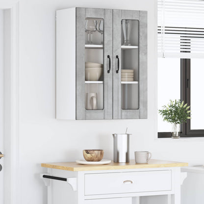 vidaXL Wall Glass Cabinet LUCCA Concrete Grey 60 x 31 x 80 cm