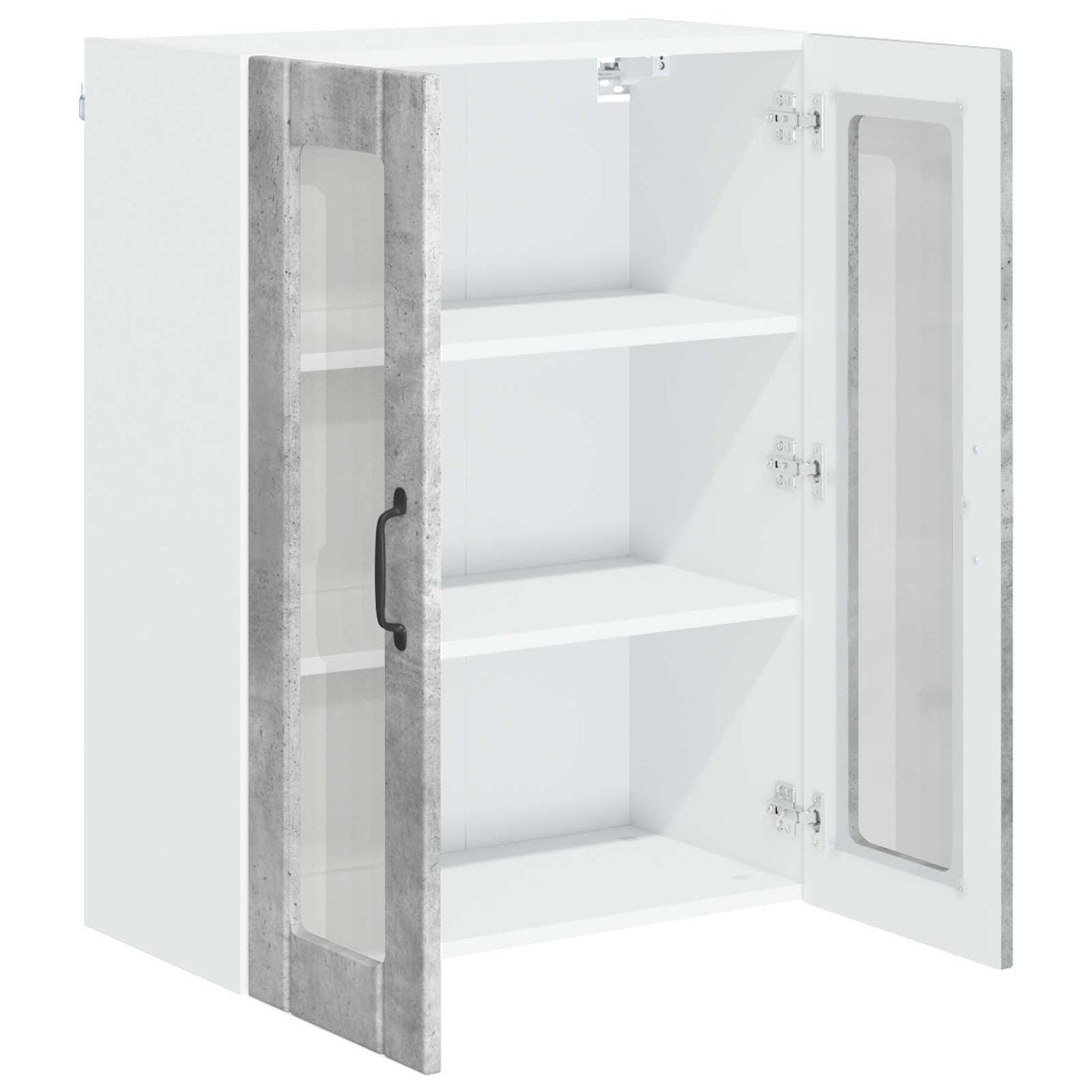 vidaXL Wall Glass Cabinet LUCCA Concrete Grey 60 x 31 x 80 cm