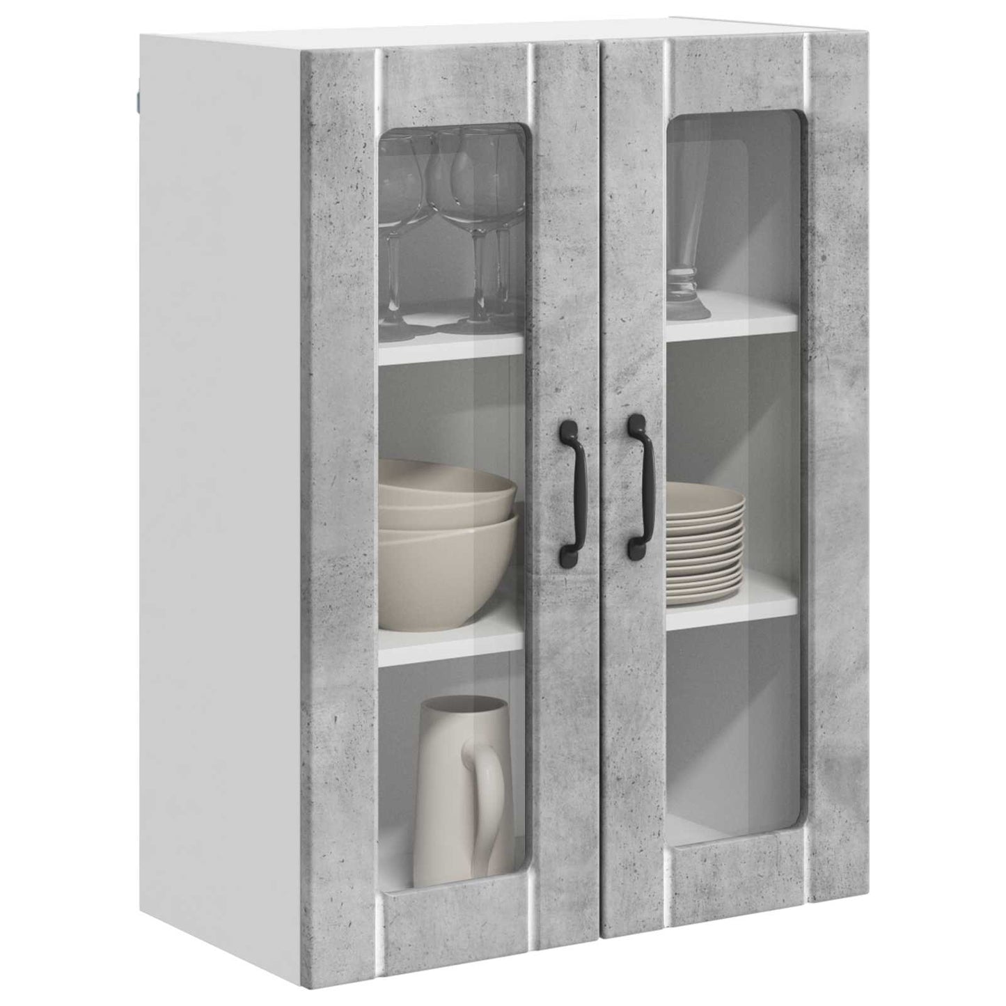 vidaXL Wall Glass Cabinet LUCCA Concrete Grey 60 x 31 x 80 cm