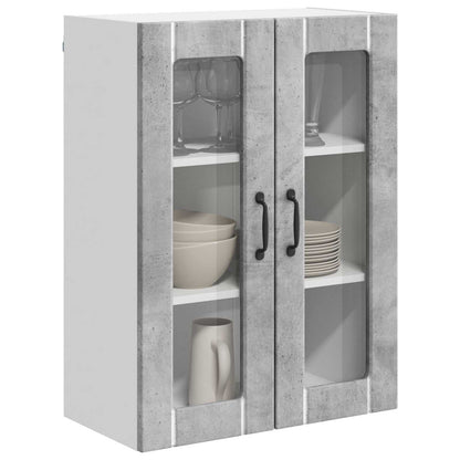 vidaXL Wall Glass Cabinet LUCCA Concrete Grey 60 x 31 x 80 cm
