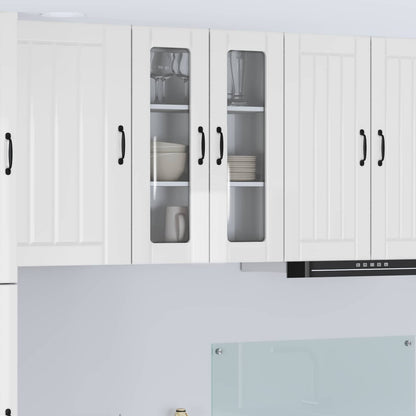 vidaXL Wall Glass Cabinet LUCCA High Gloss White 60 x 31 x 80 cm