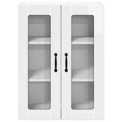 vidaXL Wall Glass Cabinet LUCCA High Gloss White 60 x 31 x 80 cm
