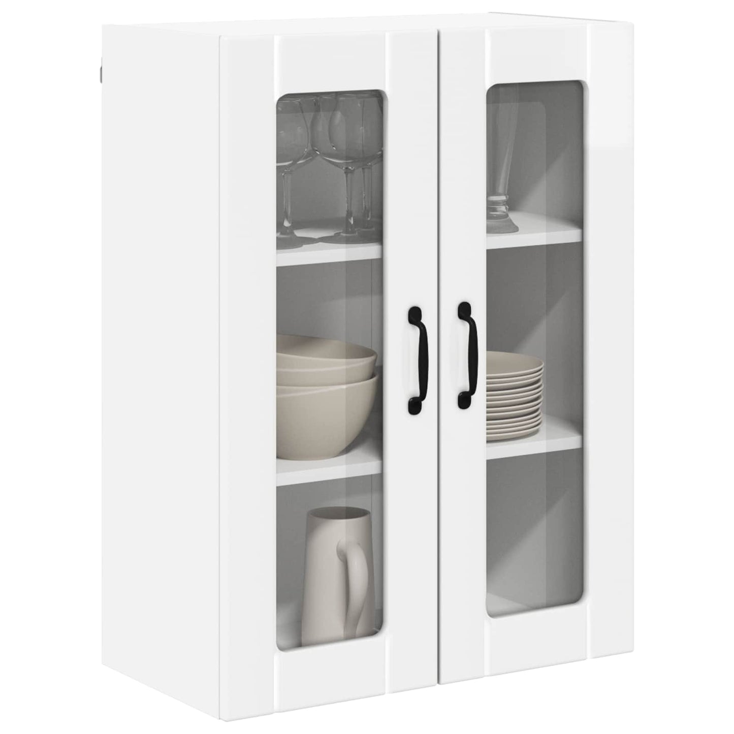 vidaXL Wall Glass Cabinet LUCCA High Gloss White 60 x 31 x 80 cm