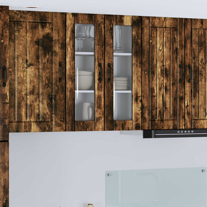 vidaXL Wall Glass Cabinet LUCCA Smoked Oak 60 x 31 x 80 cm