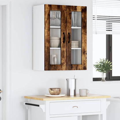 vidaXL Wall Glass Cabinet LUCCA Smoked Oak 60 x 31 x 80 cm