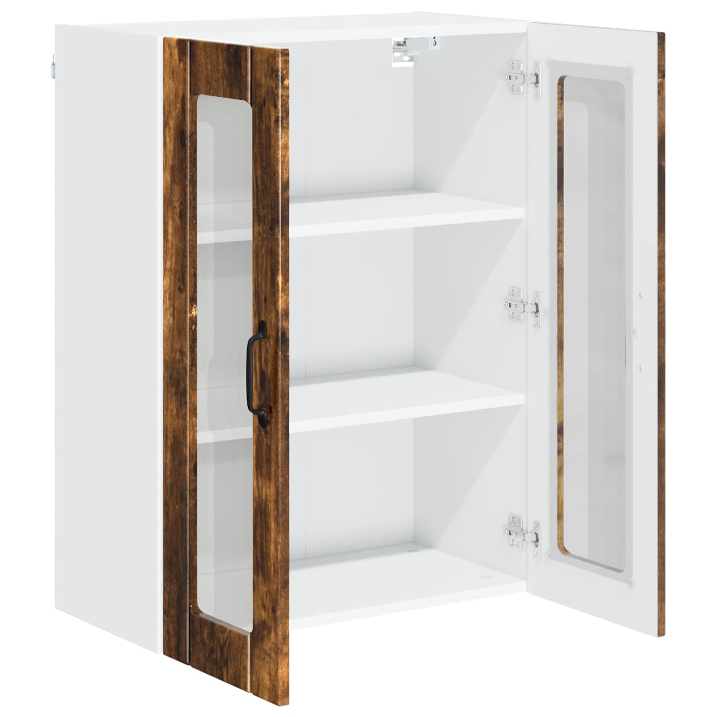 vidaXL Wall Glass Cabinet LUCCA Smoked Oak 60 x 31 x 80 cm