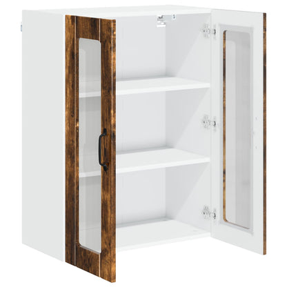 vidaXL Wall Glass Cabinet LUCCA Smoked Oak 60 x 31 x 80 cm