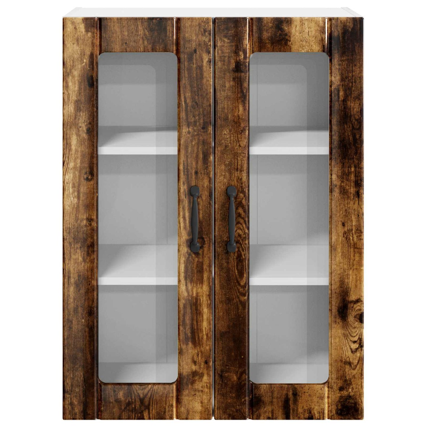 vidaXL Wall Glass Cabinet LUCCA Smoked Oak 60 x 31 x 80 cm