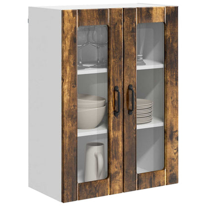 vidaXL Wall Glass Cabinet LUCCA Smoked Oak 60 x 31 x 80 cm