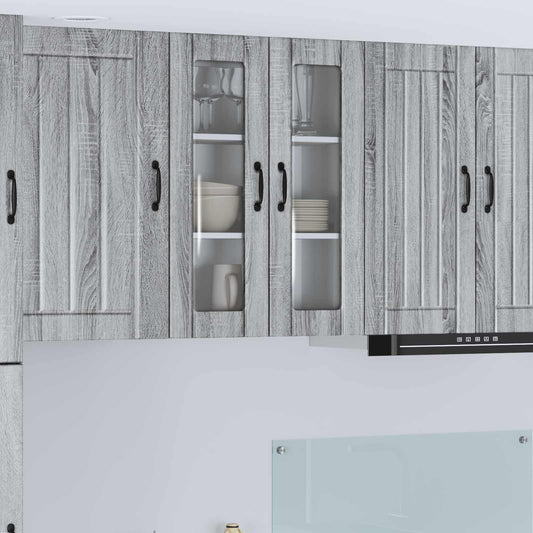 vidaXL Wall Glass Cabinet LUCCA Grey Sonoma 60 x 31 x 80 cm