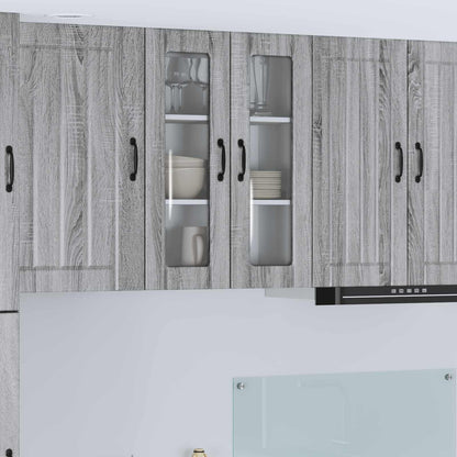 vidaXL Wall Glass Cabinet LUCCA Grey Sonoma 60 x 31 x 80 cm