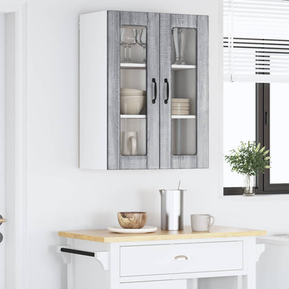 vidaXL Wall Glass Cabinet LUCCA Grey Sonoma 60 x 31 x 80 cm