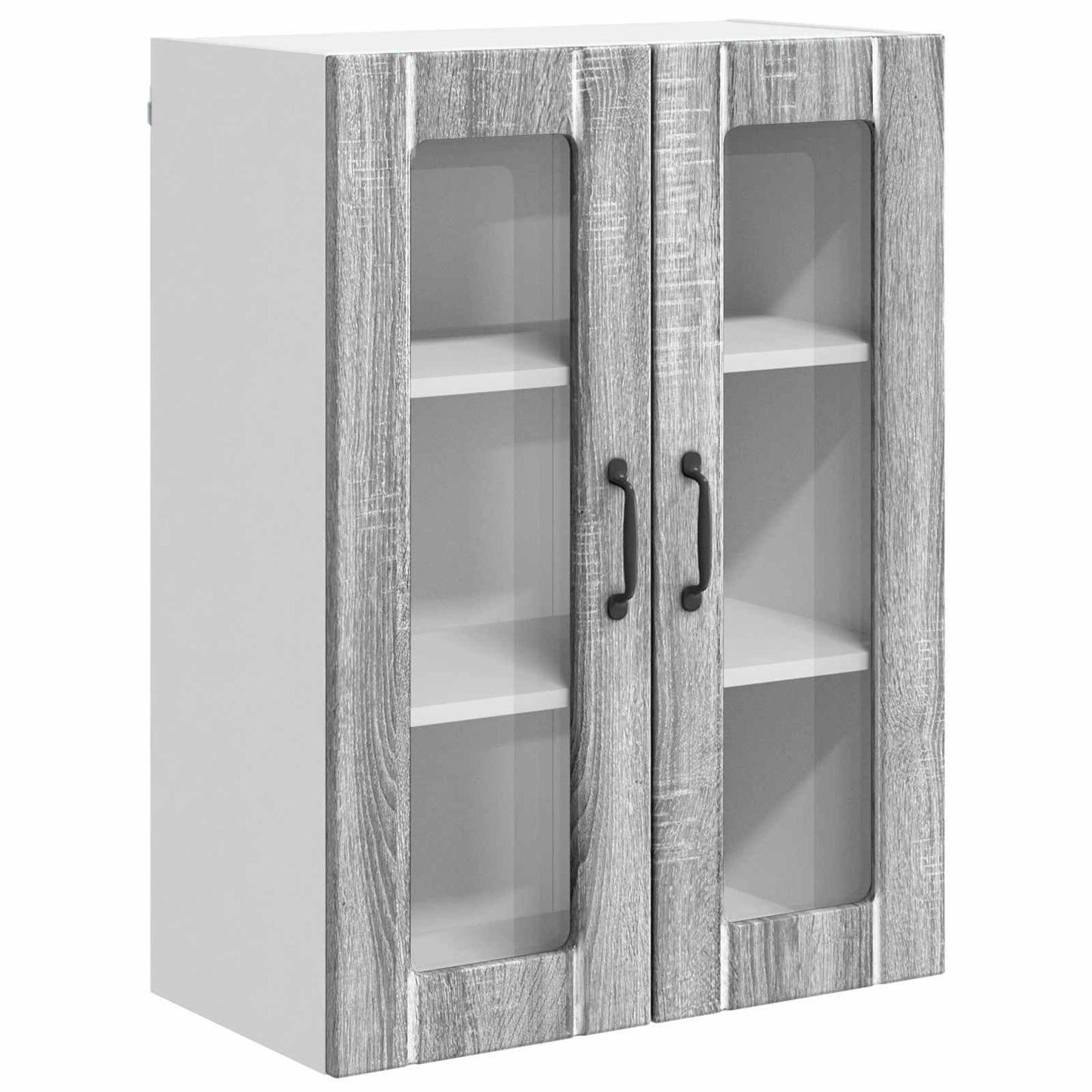 vidaXL Wall Glass Cabinet LUCCA Grey Sonoma 60 x 31 x 80 cm